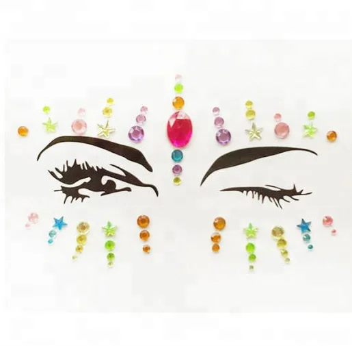 Fancy custom iridescence rhinestone crystal face tattoo sticker
