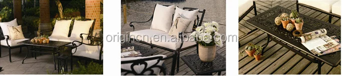 Elegant Royal Style Outdoor Garden Furniture Curved Aluminium Frame Cast Iron Sofas Set