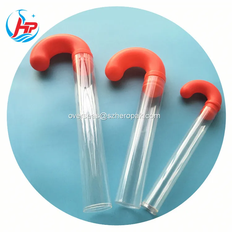 Christmas plastic candy tube with red cane