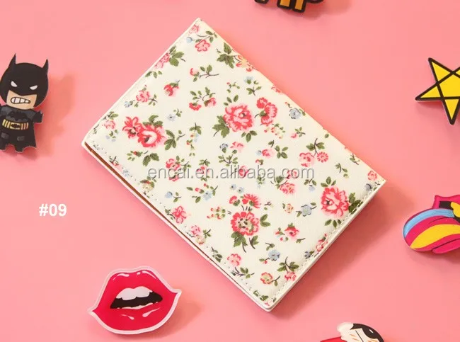 Encai Travel Vintage PU Passport Cover With Card Slots Floral Pattern Passport Holder