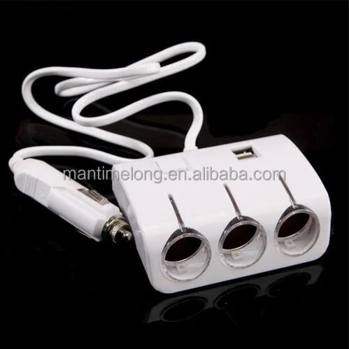 12v car cigarette lighter socket plug adapter with dual USB port