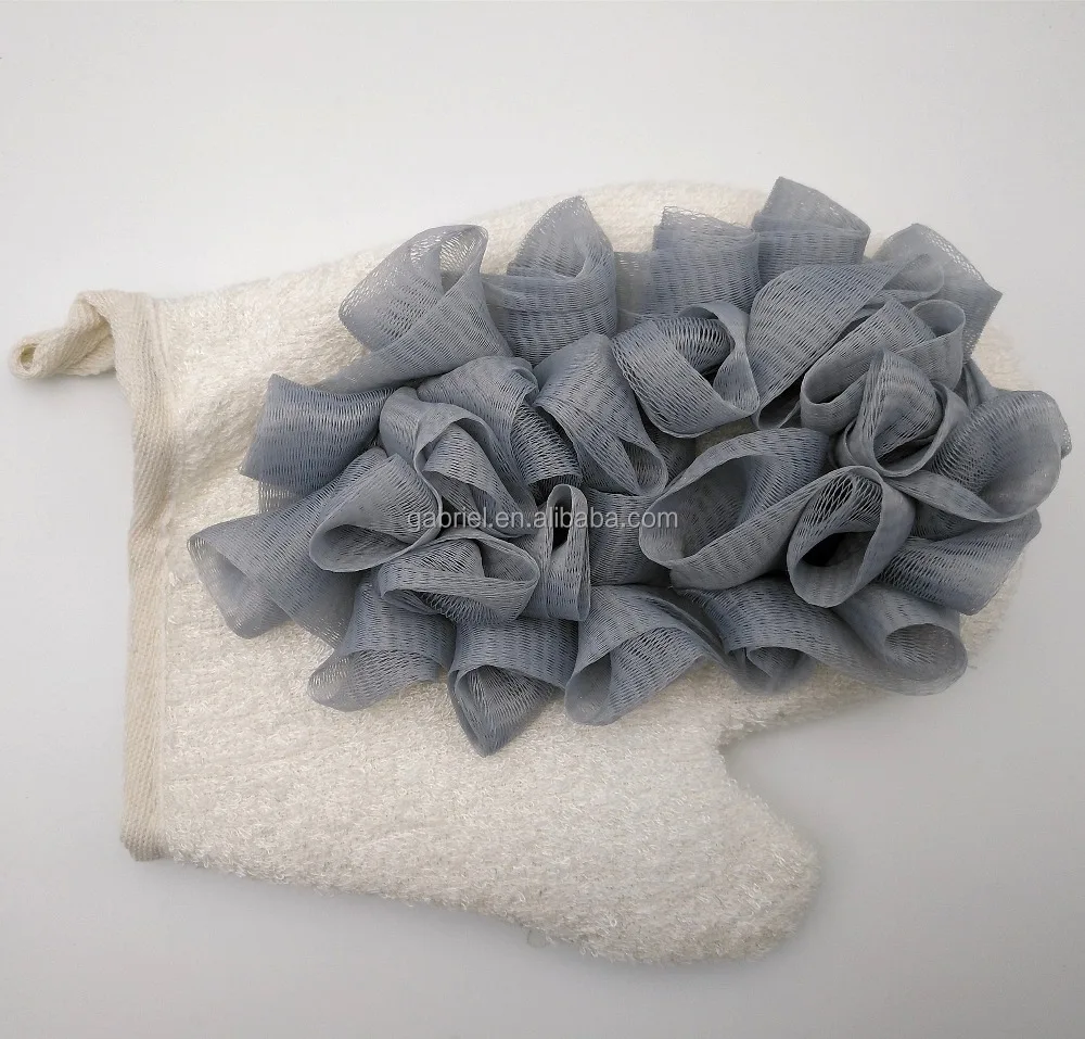 High Quality Bamboo Fibre SPA exfoliating scrubber shower glove bath mitts bath glove