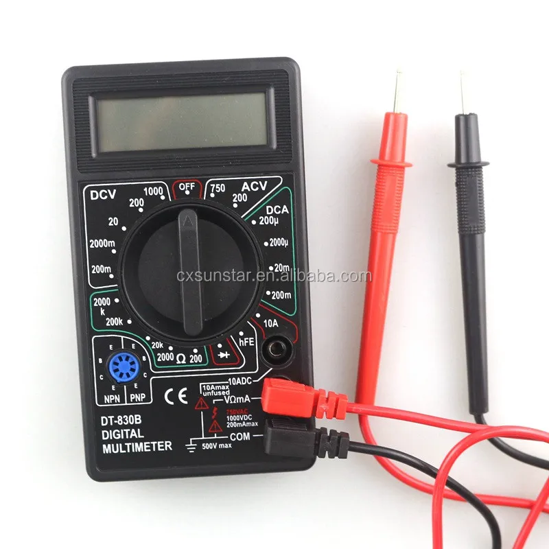 Цифровой мультиметр DT830B, вольтметр, амперметр, Омметр, DC 1000 M ~ 750V 10A AC V тестер тока, измерительные выводы, перегрузка, ЖК-дисплей