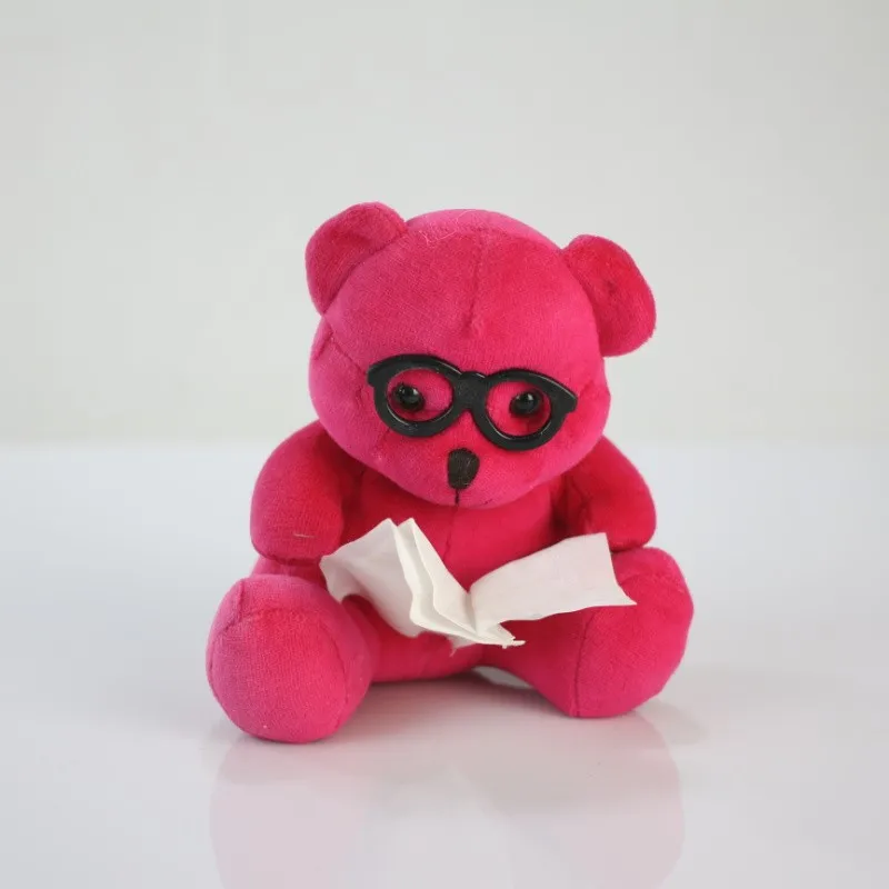 Plush Toy Teddy Bear Wearing Black Glasses/Luck Soft Colorful Toy Bear with Glasss/Stuffed Toy Sitting 14cm High Bear