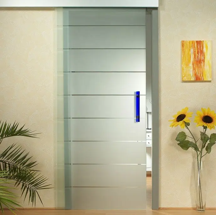 Mordern Customization Style Sandblasted Door Tempered Glass