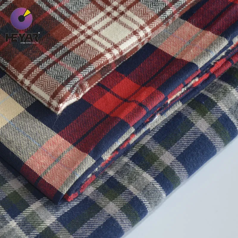 high quality wholesale 100cotton yarn dyed check brushed flannel  fabric