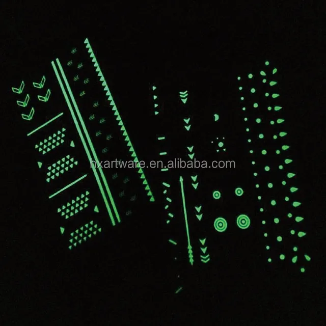 Glow In The Dark Temporary Tattoo Sticker Gold Foil Glow Tattoo Sticker