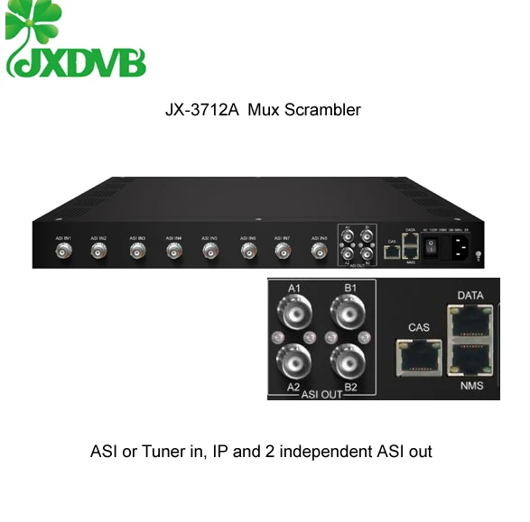 Digital TV 8 Channel ASI to IP Multiplexer Scrambler