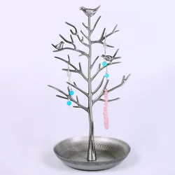 Женские стеллажи для хранения, домашний декор, оптовая продажа, органайзер из сплава для сережек, ожерелий, стеллаж для украшений с птицами, деревом