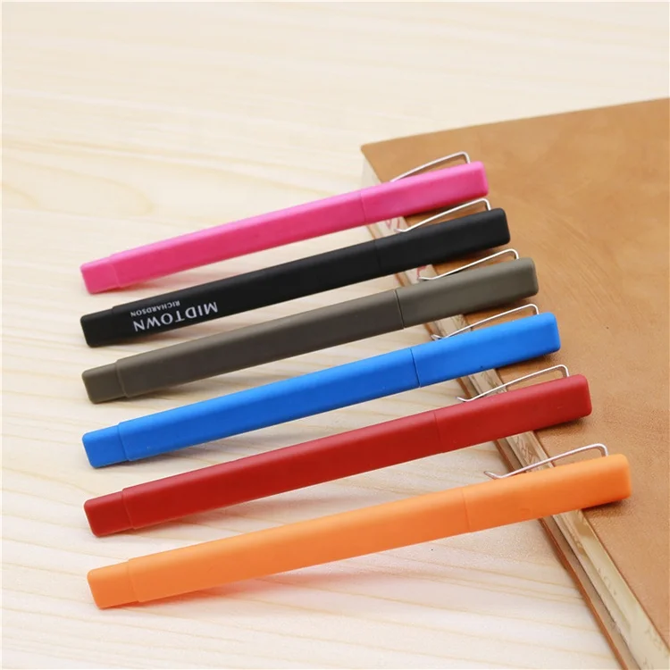 Custom soft rubber coated triangle pen with company logo