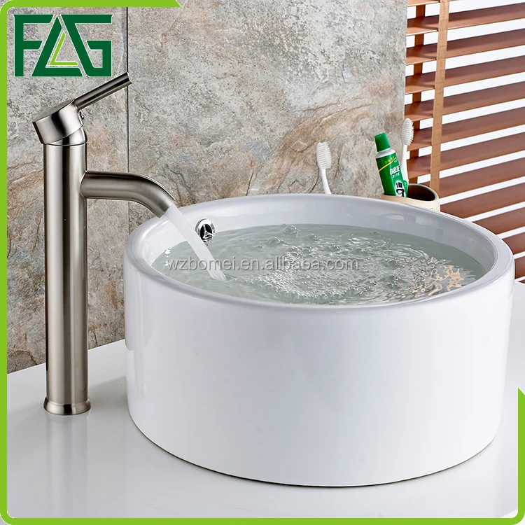 FLG Supplier Handle Basin Tapware Brushed Faucet Gold CE Chrome Modern Contemporary Ceramic Hotel Hot Cold Water Basin Faucet