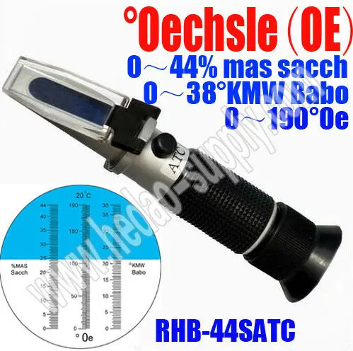 0-190 ое 0-38 kmw 0-44% вино/ое рефрактометр rhw-44satc с автоматической температурной компенсации