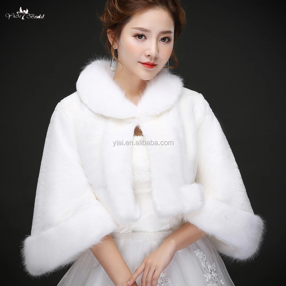 
LZP204 Beautiful Lvory Fur Bolero Thicken And Keep Warm Winter Wedding Shawls 