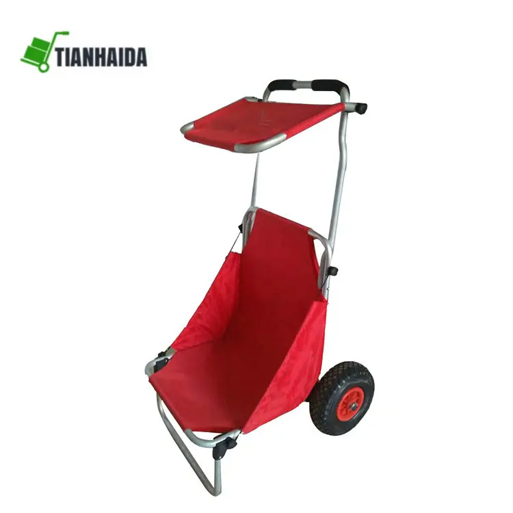 Red Folding Beach chair  fishing chair beach trolley