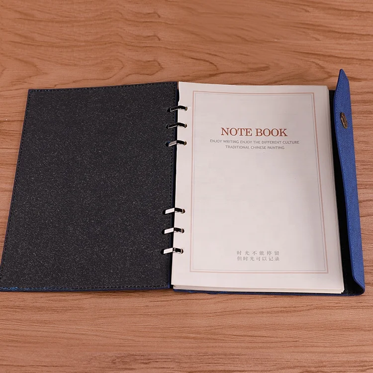 6 circle leather cover spiral planners notebook Metal Button Magnetic closure with pen loop