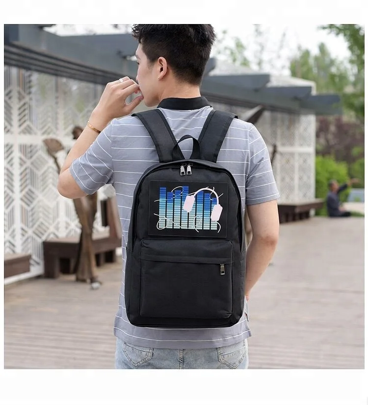 custom fashion intelligent voice control and Solar powered rechargeable backpack girl lady men women backpack bag manufacturer