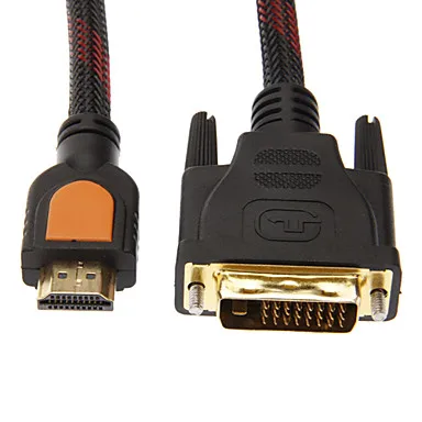 Мужчина HDMI к DVI 24 +1 Мужской кабель Черный и Красный Чистая покрытием (1,5)