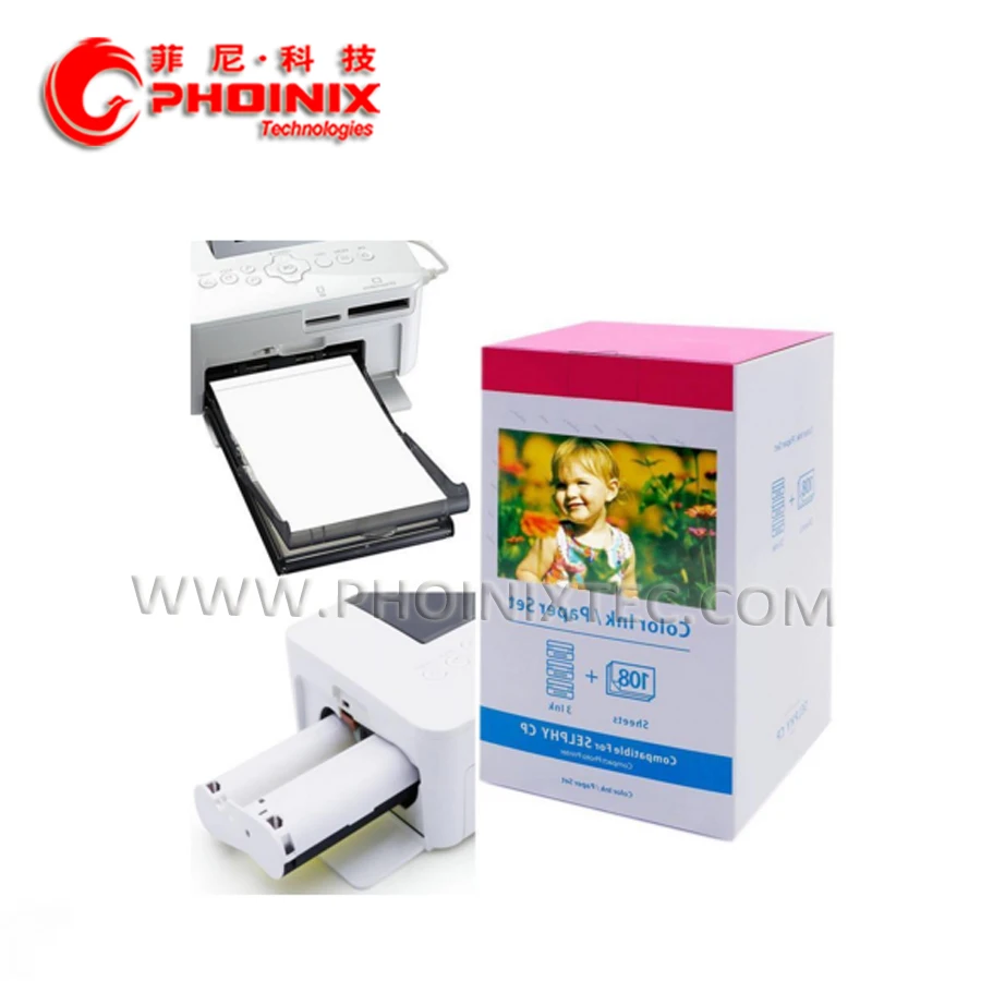 
KP108in Compatible Color Ink And Paper Set for Canon SELPHY ( 3 Ink Cassette + Paper Sets ) CP900/CP910/CP1000/CP1200 