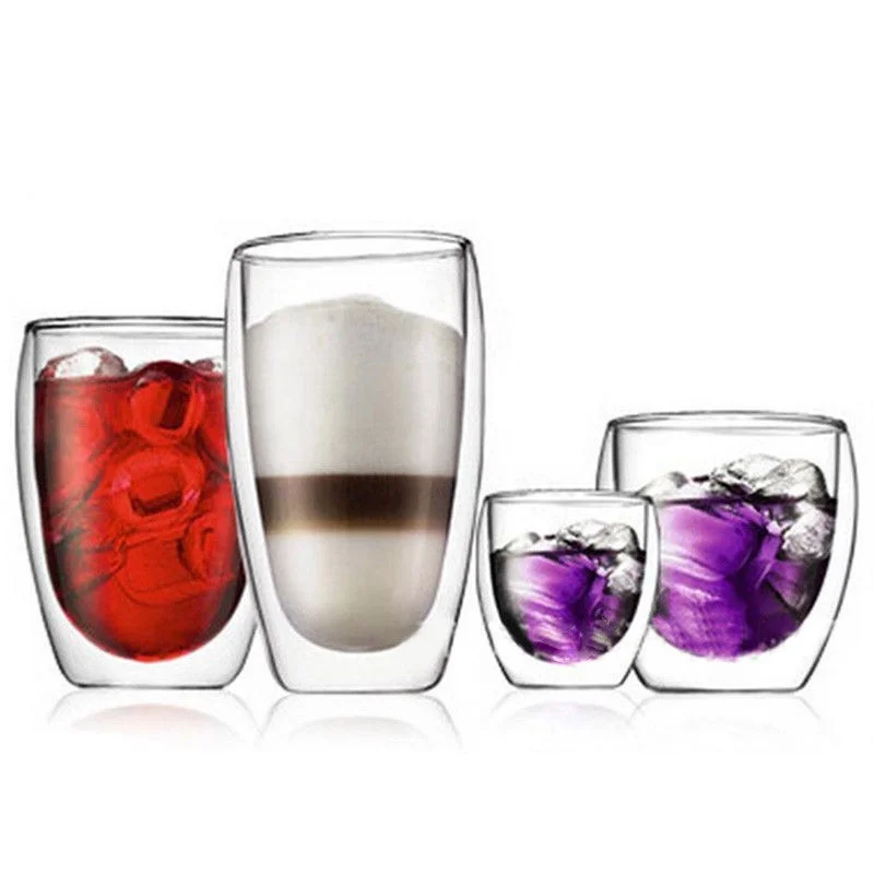 Wholesale High Borosilicate Glass Espresso Latte Cappuccino Thermo Glassware Coffee Mug Double Wall Glass Cups Pyrex Mugs
