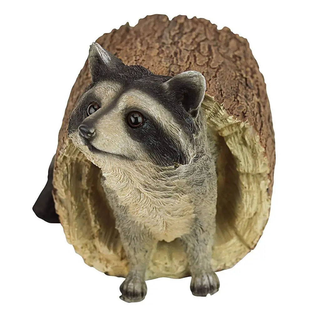 Lovely Brown Raccoon Animal Statue Polyresin Stone Figurine Garden Decoration Resin