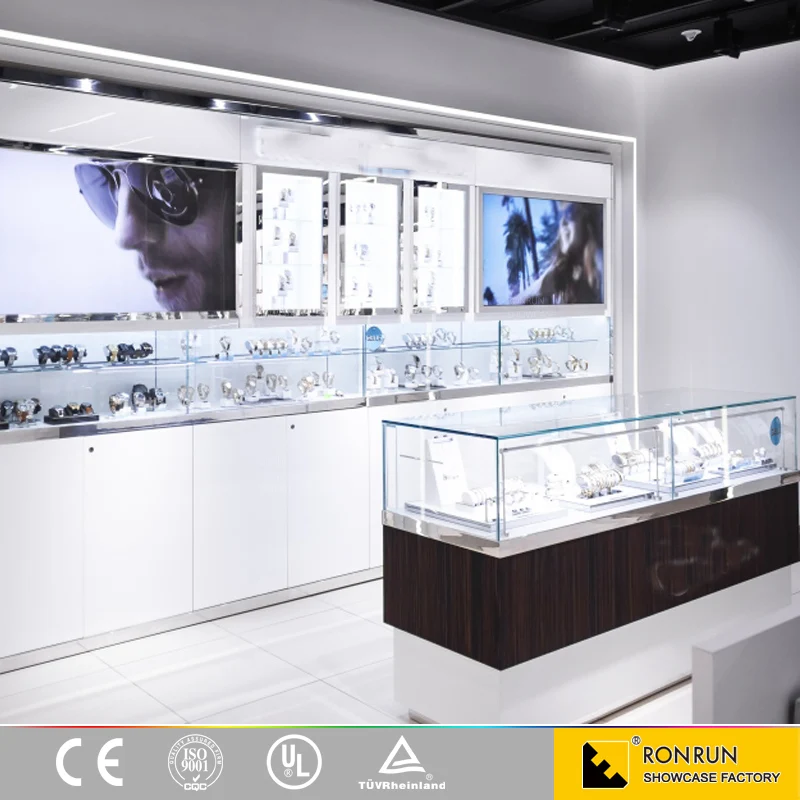 Modern watch and jewelry display case counter for shop design