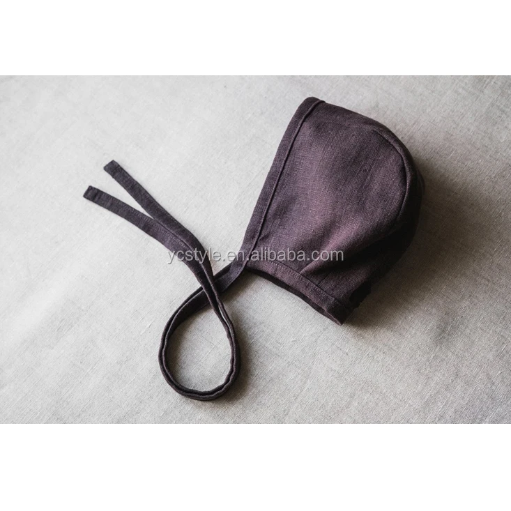 baby boy and girls bonnet ,navy blue natural linen baby hat 0-2T