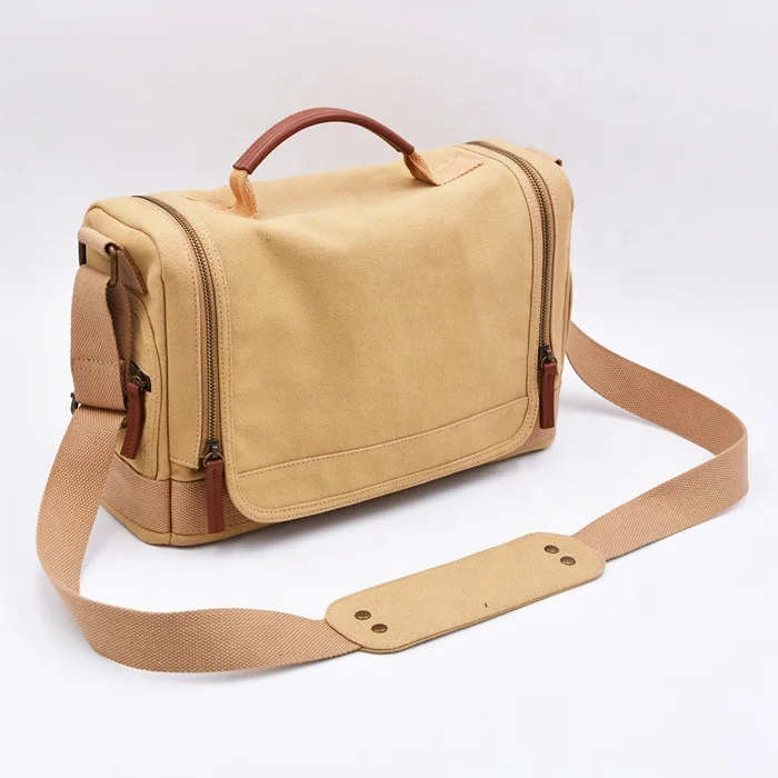 Vintage Waterproof Military Messenger Canvas DSLR Camera Bag