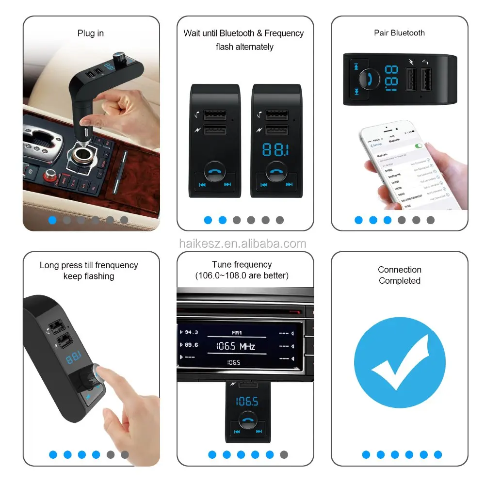 Bluetooth Car Kit with Car TF Card MP3 Player Stereo Handsfree Phone Speaker FM Transmitter USB Car Lighter Charger
