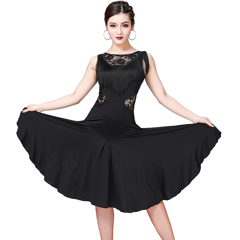 High Quality Latin Dance Competition Dress Tango Dresses Women Dance Party Show Costumes Lace Fringe Decoration