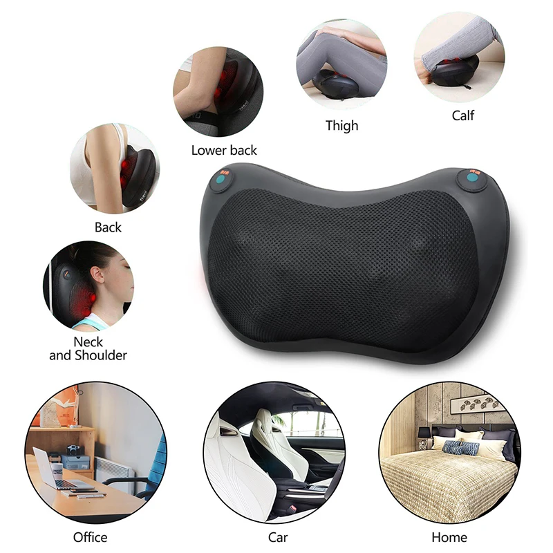 
Rechargeable Cordless Shiatsu Back Neck Massager Deep Kneading Massage Pillow with Heat for Shoulders 