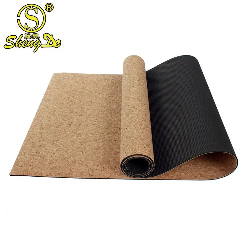 
183*66 cm 5mm Custom Logo New Natural Cork TPE Yoga Mat Eco 