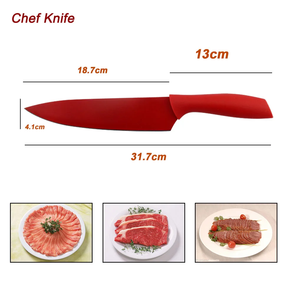 Colorful 6 Pcs in One Set Kitchen Tools Non-Stick Knife Set Stainless Steel Kitchen Knife Set