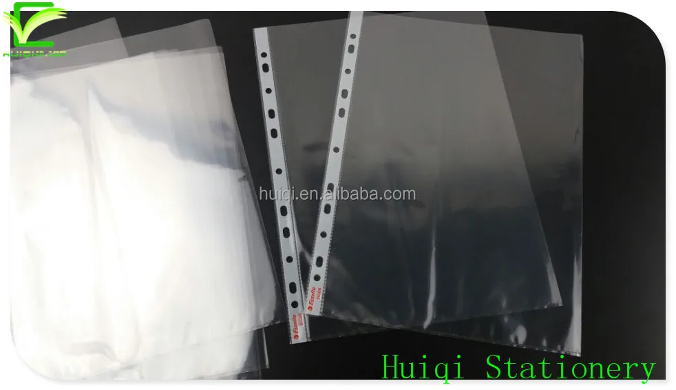 
Customized logo Clear File sleeves Sheet Protector Punched pockets 