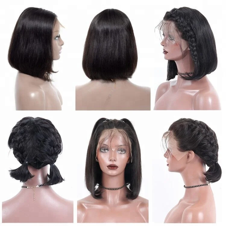 
100 Raw Brazilian Virgin Human Hair Full Lace Wigs wholesale,Short Wigs With Baby Hair for Black Women 