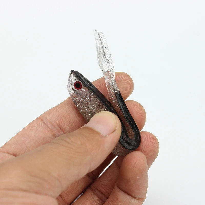 
7.5cm 1.7g Soft Rubber Silver Drop Shot Lure Shad for Perch Pike Trout Jigging Worms Fish Lure Artificial Fishing Bait 