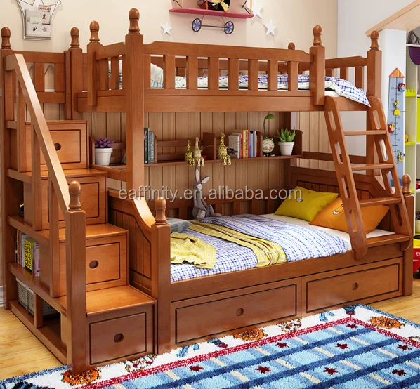 popular pine white natural and brown color bunk bed