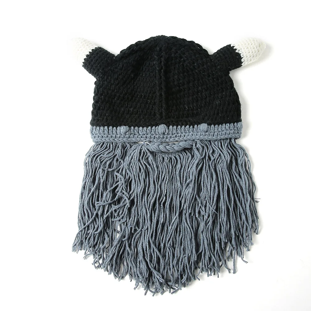 
funny vagabond barbarian knitted viking beard hat 