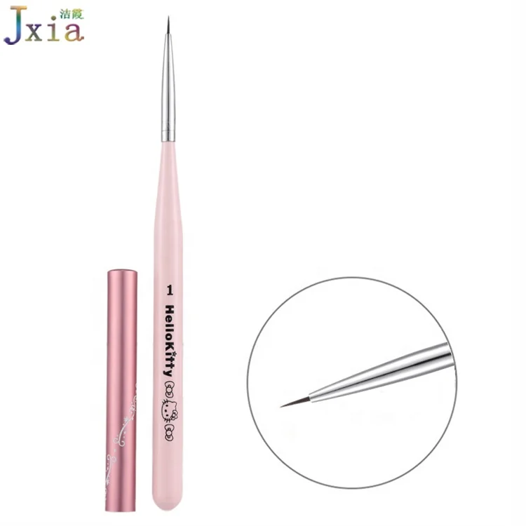 Jiexia OEM Nail Beauty Tools Supply Wood Handle  Liner Drawing Flat UV Gel Painting Brush for Nail Polish