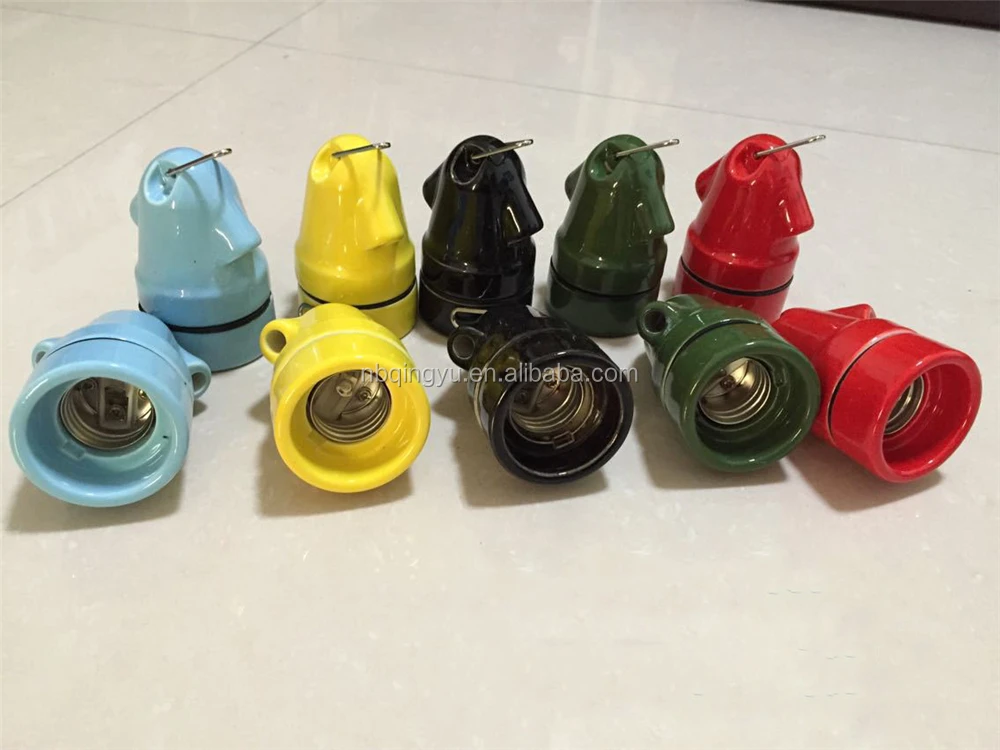 2107 new design E27 Porcelain Lamp Holder Black Table Lamp Bulb Socket with hook