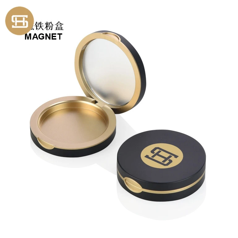 Производитель HS, пустой Роскошный Матовый Черный чехол с магнитной застежкой, компактный чехол для макияжа