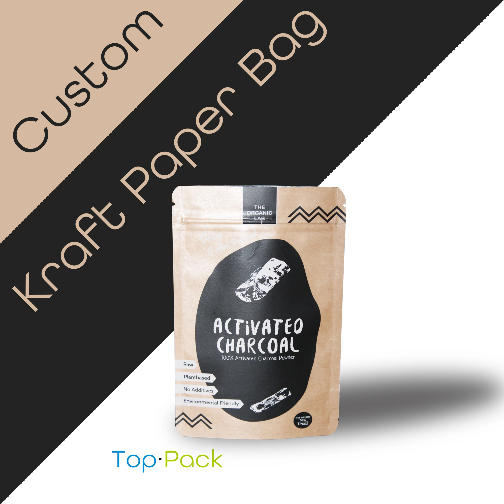 Laminated aluminum foil zip lock kraft paper food packaging bag
