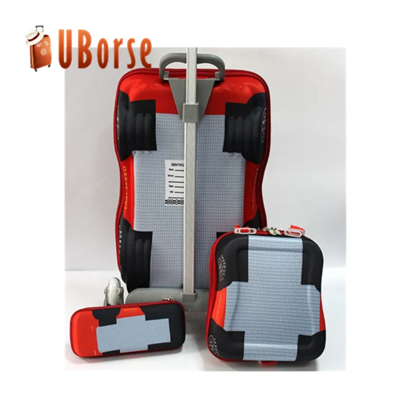 
16' 3D carton kids school bag set children trolley luggage case 