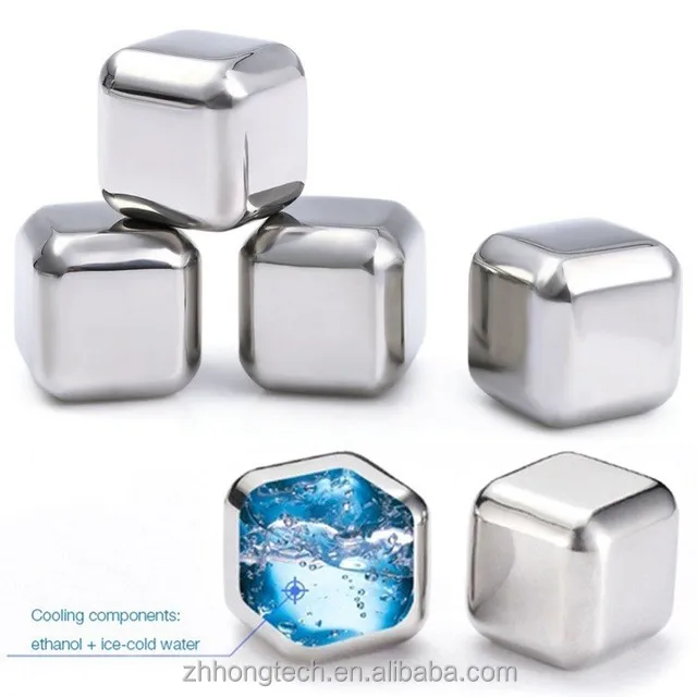 Food Grade With MSDS 304 Stainless Steel Whiskey Ice Cube with Logo Laser