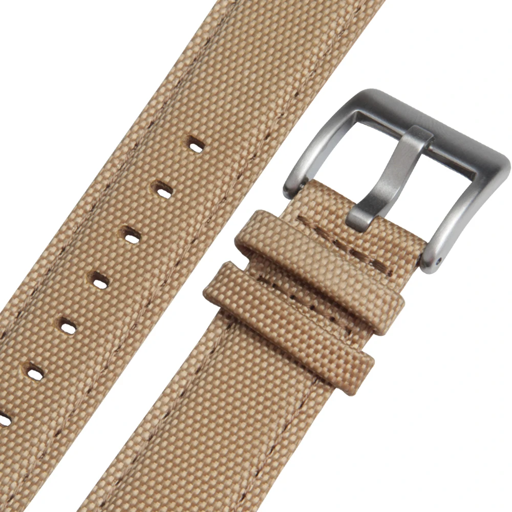 Hot Sell Sand Nylon+Leather Sailcloth Watch Straps Fabric Watch Bands in 18mm/20mm/ 22mm with Brushed Buckle From CONKLY