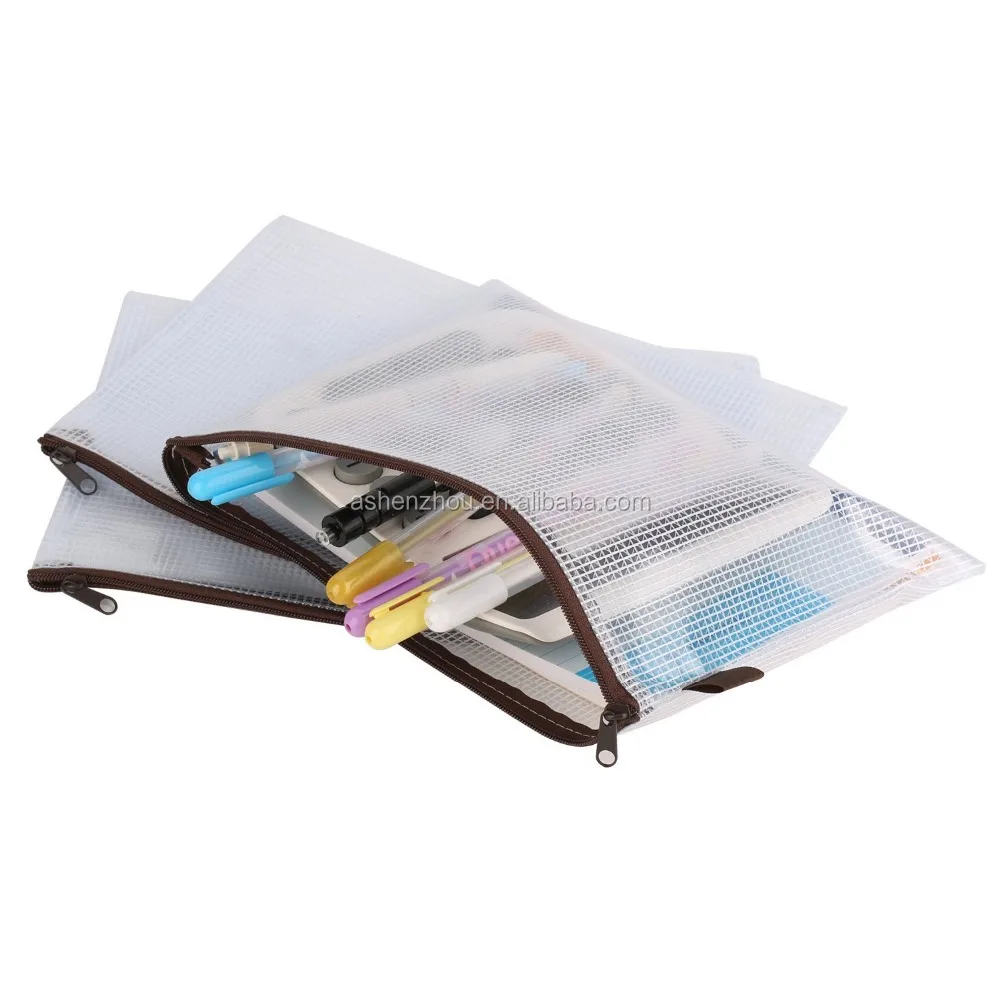 
 Оптовая продажа, индивидуальная Водонепроницаемая прозрачная сетчатая пластиковая карманная папка для файлов разных размеров, сумка-держатель для документов на молнии  
