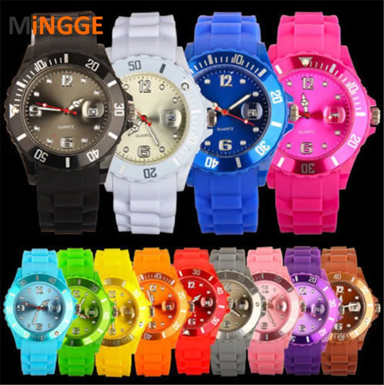 top fashion rubber jelly sport quartz men women bracelet wrist watch