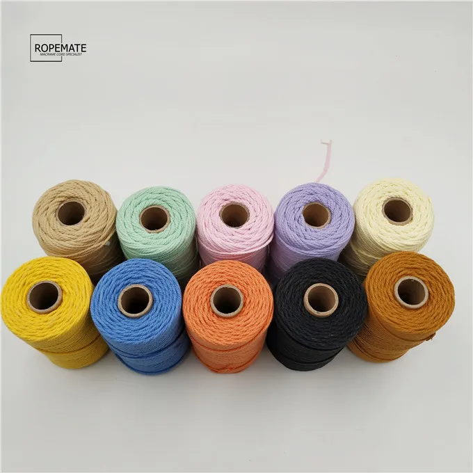 2mm 3 strands colored macrame cord 100 meters per roll