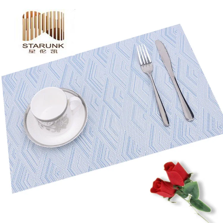 Woven Placemat Washable Rectangular Non Slip Water Proof Pvc High Quality Modern Plastic Woven Table Coasters for Decoration