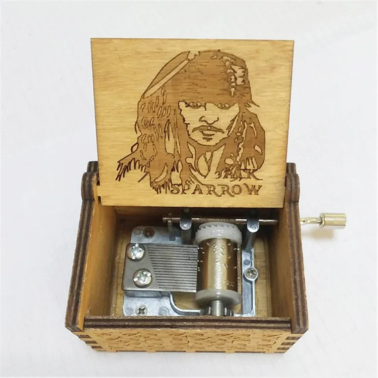 
Wholesale Hand crank Music Box Pirates of the Caribbean DIY Wooden Music Box for Gifts 