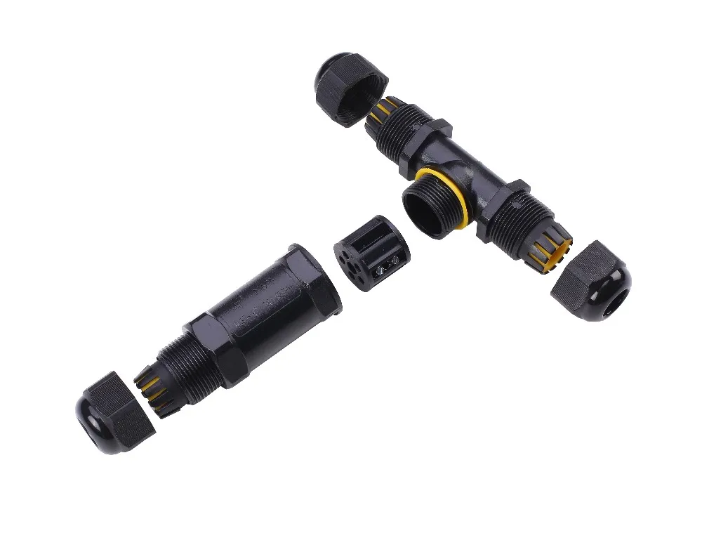 ip68 cable connector ip68 3 way waterproof connector T shape cable connector for cable 4mm-14mm